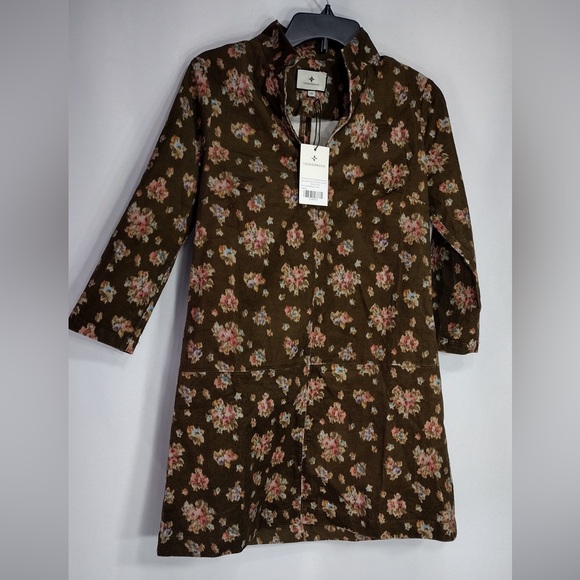 Dresses & Skirts - TUKERNUCK Floral Brown Long Sleeve Dress size XS brand new w tags